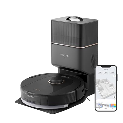 roborock Q5 Pro+ Staubsauger Roboter mit Absaugstation, DuoRoller-Bürste, 5500Pa Saugkraft, 2,5L Staubbeutel, 180mL Wassertank, Wischroboter PreciSense-LiDAR-Navigation App/Alexa, Schwarz von roborock