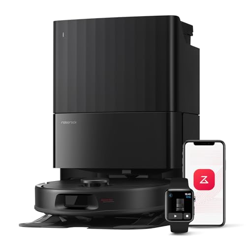 roborock Qrevo Serie Saugroboter mit Wischfunktion&Hebarem Wischmopp, 8000Pa Saugkraft(verbessert von Qrevo S), Anti-Verfilzungs-Seitenbürste, Hindernisvermeidung, All-in-One Dock, Schwarz(QV 35A) von roborock