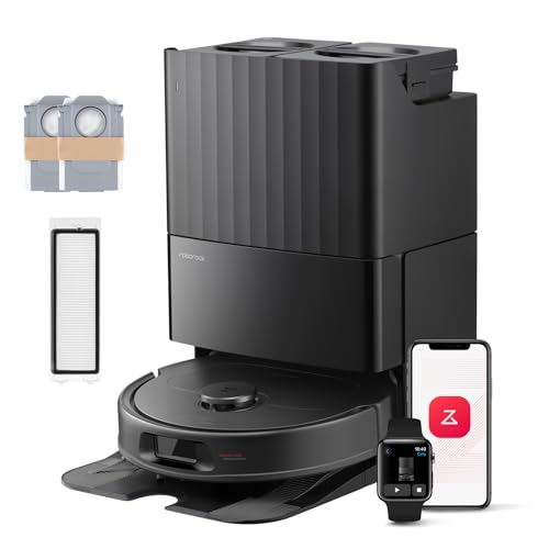 roborock QV 35S-Set Saugroboter mit Wischfunktion, 10.000 Pa HyperForce Saugkraft, Anti-Tangle-Bürsten, Anhebbare Schleudermopps, Intelligente Hindernisvermeidung, All-in-One Dock (Schwarz) von roborock