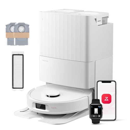 roborock QV 35S-Set Saugroboter mit Wischfunktion, 10.000 Pa HyperForce Saugkraft, Anti-Tangle-Bürsten, Anhebbare Schleudermopps, Intelligente Hindernisvermeidung, All-in-One Dock (Weiß) von roborock