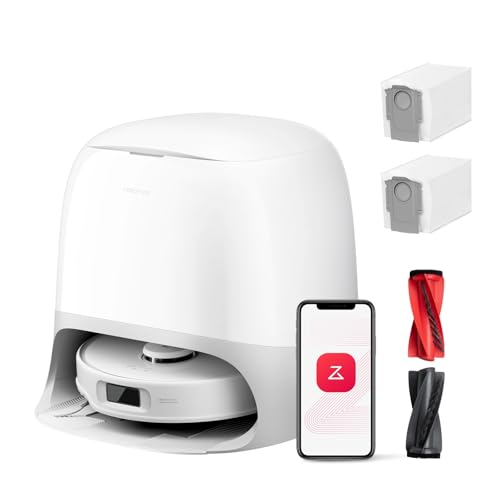 roborock Qrevo Curv S5X-Set Saugroboter mit Wischfunktion Absaugstation, Dual Anti-Tangle-System, 17.000 Pa Saugkraft, 75°C Heißwasser-Moppwäsche, Intelligente Schmutzerkennung, All-in-One-Dock (Weiß) von roborock