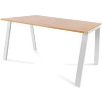 rocada BLANCA höhenverstellbarer Schreibtisch eiche/weiß rechteckig, 4-Fuß-Gestell weiß 140,0 x 80,0 cm von rocada