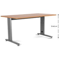 rocada METAL höhenverstellbarer Schreibtisch eiche rechteckig, T-Fuß-Gestell grau 160,0 x 80,0 cm von rocada