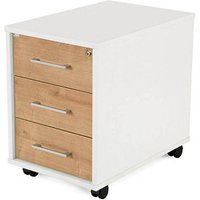 rocada Mobiler Rollcontainer weiß/eiche 3 Auszüge 40,0 x 60,0 x 58,0 cm von rocada