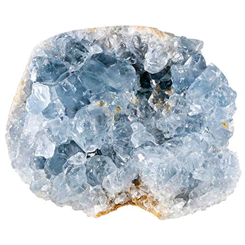 Rockcloud Natürliche rohe blaue Celestite Mineral Heilkristall Cluster Geode unregelmäßige Heimdekoration Edelstein Exemplar, 0,2-0,3 kg von rockcloud