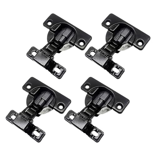 rockible 4 x selbstschließende Türscharniere, Schrankscharniere, kurzer Arm, rostbeständig, für Schrankmöbel, Hardware-Ersatz, verdeckt, Schwarz Glänzend von rockible