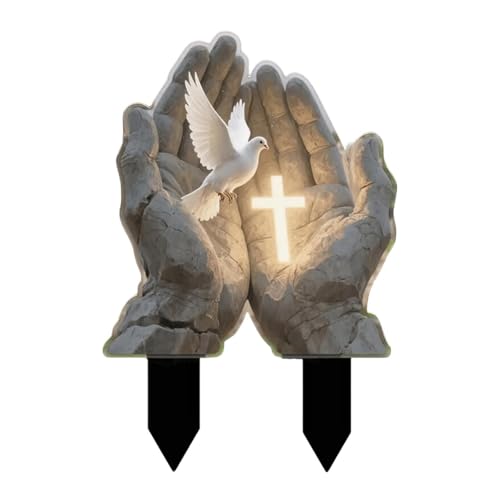 rockible Dekorative Kreuz Garten Stake 2D Hof Zeichen Acryl Flache Decor Rasen Dekoration für Topfpflanzen, Hände Und Kreuz von rockible