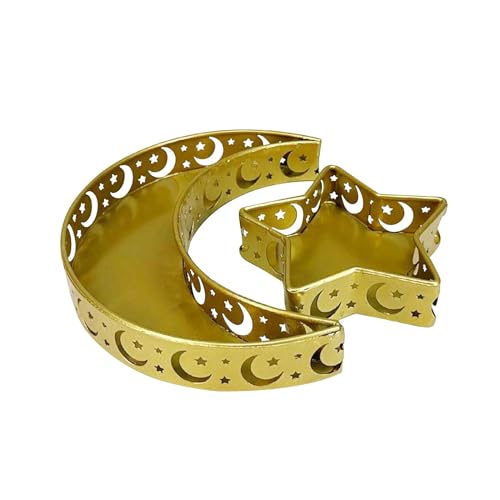 rockible Eid Mubarak Serviertablett Ramadan Mond Stern Eid Gebäcktablett Lebensmittel-Serviertablett für Ornament, Gold von rockible