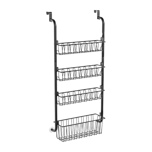 rockible Vorratsschrank Organizer über Der Tür mit Hängekörben, Gewürzregale, Mehrstöckiges Hängendes Gewürzregal für Snacks in Der Waschküche, 40 cm x 16,5 cm x 107 cm von rockible