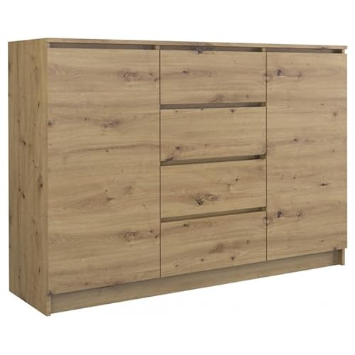 roe furniture Kommode mit 4 Schubladen & 2 Schränke - Modern Schubladenschrank - Komodenschrank - Schubladenkommode 120 cm Breit - Artisan von roe furniture