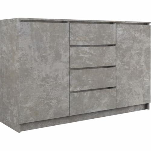 roe furniture Kommode mit 4 Schubladen und 2 Schränken, Kommodenschrank 120 cm Breit – Stauraummöbel für Wohnzimmer, Schlafzimmer oder Flur – Modernes Design – 120x35x98 cm von roe furniture