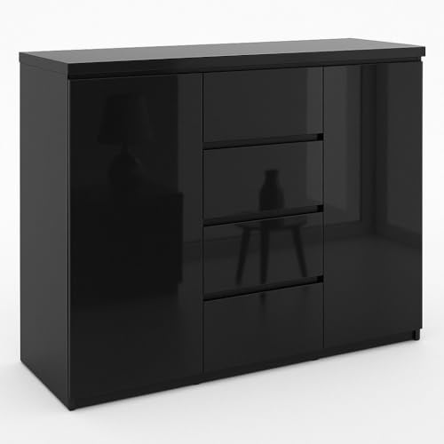 roe furniture Kommode mit 4 Schubladen und 2 Schränken, Kommodenschrank 120 cm Breit – Stauraummöbel für Wohnzimmer, Schlafzimmer oder Flur – Modernes Design – 120x35x98 cm roe furniture Kommode mit 4 Schubladen und 2 Schränken, Kommodenschrank 120 cm Breit – Stauraummöbel für Wohnzimmer, Schlafzimmer oder Flur – Modernes Design – 120x35x98 cm von roe furniture