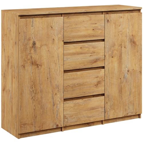 roe furniture Kommode mit 4 Schubladen und 2 Schränken, Kommodenschrank 120 cm Breit – Stauraummöbel für Wohnzimmer, Schlafzimmer oder Flur – Modernes Design – 120x35x98 cm roe furniture Kommode mit 4 Schubladen und 2 Schränken, Kommodenschrank 120 cm Breit – Stauraummöbel für Wohnzimmer, Schlafzimmer oder Flur – Modernes Design – 120x35x98 cm von roe furniture