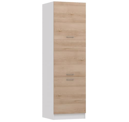 roe furniture Küchenhochschrank – Hochschrank mit 3 Türen & Einlegeböden – Küchenschrank 60×202×44 cm – Vorratsschrank aus Holzwerkstoff, melaminbeschichtet von roe furniture