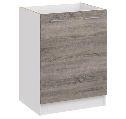 roe furniture Küchenunterschrank – Unterschrank mit 2 Türen & Einlegeboden – Küchenschrank 60×82×44 cm – Stauraumschrank aus Holzwerkstoff, melaminbeschichtet von roe furniture