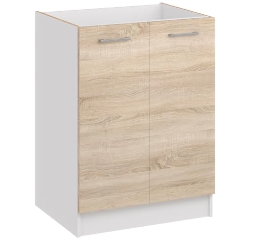 roe furniture Küchenunterschrank – Unterschrank mit 2 Türen & Einlegeboden – Küchenschrank 60×82×44 cm – Stauraumschrank aus Holzwerkstoff, melaminbeschichtet von roe furniture