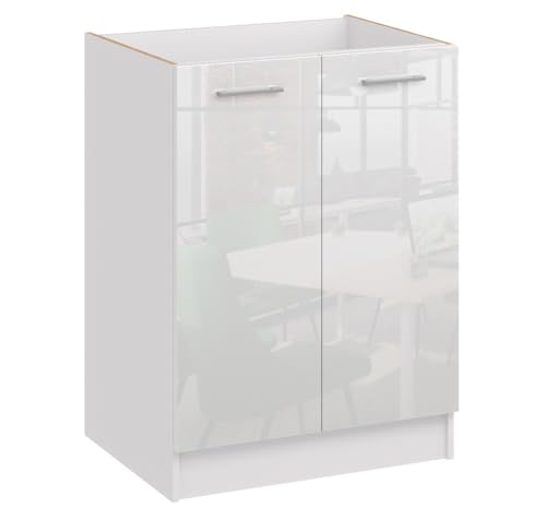 roe furniture Küchenunterschrank – Unterschrank mit 2 Türen & Einlegeboden – Küchenschrank 60×82×44 cm – Stauraumschrank aus Holzwerkstoff, melaminbeschichtet von roe furniture