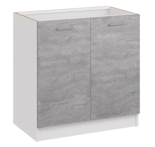 roe furniture Küchenunterschrank mit 2 Türen & Einlegeboden – Küchenschrank 80×82×44 cm – Stauraumschrank aus Holzwerkstoff, melaminbeschichtet von roe furniture