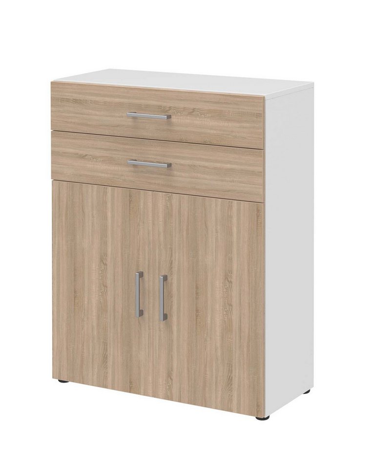 röhr Aktenschrank Aktenschrank IV - 2 Fächer, 2 Schubkästen - Weiß/Sonoma Eiche von röhr