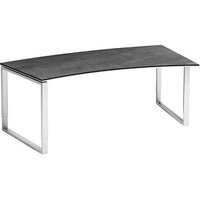 röhr Imperia höhenverstellbarer Schreibtisch quarzit Trapezform, Kufen-Gestell silber 200,0 x 80,0/100,0 cm von röhr