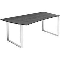 röhr Imperia höhenverstellbarer Schreibtisch quarzit Trapezform, Kufen-Gestell silber 180,0 x 80,0/100,0 cm von röhr