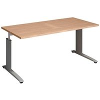 röhr Techno höhenverstellbarer Schreibtisch ahorn rechteckig, C-Fuß-Gestell silber 160,0 x 80,0 cm von röhr