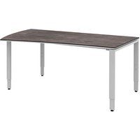 röhr Imperia höhenverstellbarer Schreibtisch quarzit Trapezform, 4-Fuß-Gestell silber 180,0 x 80,0/100,0 cm von röhr