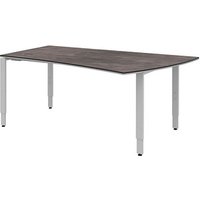 röhr Imperia höhenverstellbarer Schreibtisch quarzit Trapezform, 4-Fuß-Gestell silber 180,0 x 80,0/100,0 cm von röhr