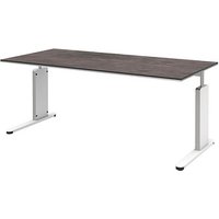 röhr Imperia höhenverstellbarer Schreibtisch quarzit rechteckig, C-Fuß-Gestell weiß 180,0 x 80,0 cm von röhr