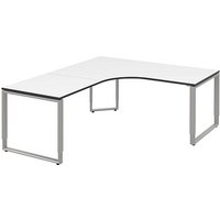 röhr Imperia höhenverstellbarer Schreibtisch weiß L-Form, Kufen-Gestell silber 180,0 x 80,0/200,0 cm von röhr