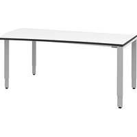 röhr Imperia höhenverstellbarer Schreibtisch weiß Trapezform, 4-Fuß-Gestell silber 180,0 x 80,0/100,0 cm von röhr