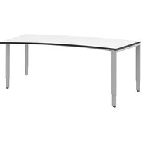 röhr Imperia höhenverstellbarer Schreibtisch weiß Trapezform, 4-Fuß-Gestell silber 200,0 x 80,0/100,0 cm von röhr