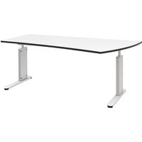 röhr Imperia höhenverstellbarer Schreibtisch weiß Trapezform, C-Fuß-Gestell weiß 180,0 x 80,0/100,0 cm von röhr