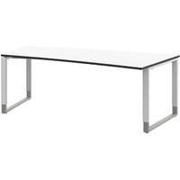 röhr Imperia höhenverstellbarer Schreibtisch weiß Trapezform, Kufen-Gestell weiß 200,0 x 80,0/100,0 cm von röhr