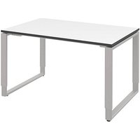 röhr Imperia höhenverstellbarer Schreibtisch weiß rechteckig, Kufen-Gestell silber 120,0 x 80,0 cm von röhr