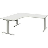 röhr Techno elektrisch höhenverstellbarer Schreibtisch weiß L-Form, C-Fuß-Gestell silber 180,0 x 80,0/100,0 cm von röhr