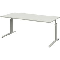 röhr Techno höhenverstellbarer Schreibtisch weiß rechteckig, C-Fuß-Gestell silber 180,0 x 80,0 cm von röhr