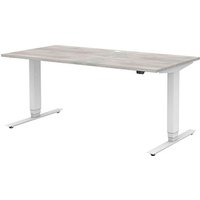 röhr direct.office elektrisch höhenverstellbarer Schreibtisch beton rechteckig, T-Fuß-Gestell weiß 160,0 x 70,0 cm von röhr