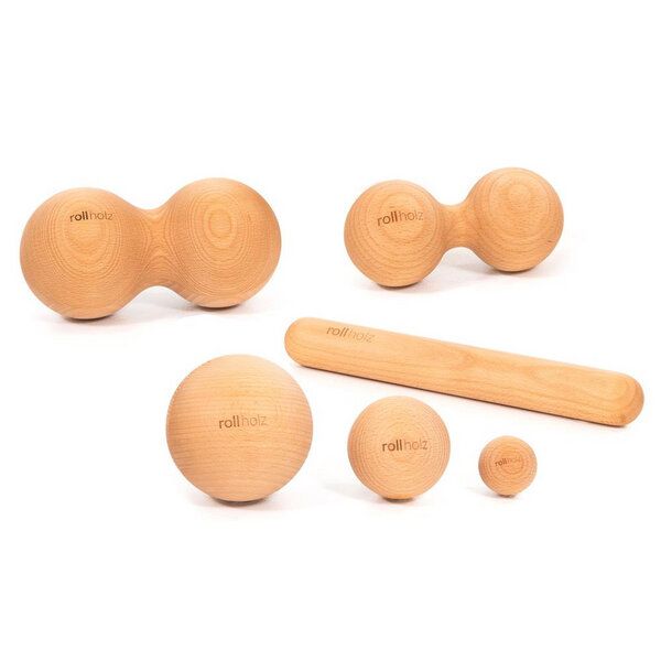 rollholz SET klein (6-teilig) - das Faszien- und Massageset aus Holz von rollholz