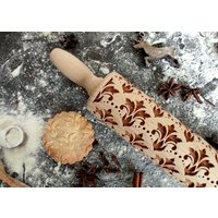 Teigroller Klein, Graviert Teigroller, Blumen Teigroller Klein, Graviert Teigroller, Blumen von rollinka