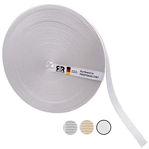 ROLLLRA | hochwertiges Gurtband | 23mm Breite | 50m Rolle | Rolladengurt Gurt Ersatzgurtband | reißfest & griffig | MADE IN GERMANY | kein Vergilben, kein Ausfransen (weiß) von rolllra