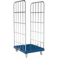 rolltainer® 2-seitiger Rollbehälter, Kunststoff-Rollplatte, enzianblau, HxBxT 1.640 x 682 x 815 mm von rolltainer®
