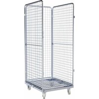 rolltainer® 3-seitiger Rollbehälter, Metall-Rollplatte, HxBxT 1.800 x 724 x 815 mm, Feingitter-Wände von rolltainer®
