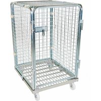 rolltainer® Antidiebstahl Rollbehälter, 5-seitig, Metall-Rollplatte, verzinkte Feingitter-Wände, HxBxT 1.220 x 724 x 815 mm, einteilige Vorderwand, ohne Zwischenboden von rolltainer®