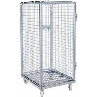 rolltainer® Antidiebstahl Rollbehälter, 5-seitig, Metall-Rollplatte, verzinkte Feingitter-Wände, HxBxT 1.550 x 724 x 815 mm, einteilige Vorderwand, ohne Zwischenboden von rolltainer®