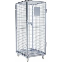 rolltainer® Antidiebstahl Rollbehälter, 5-seitig, Metall-Rollplatte, verzinkte Feingitter-Wände, HxBxT 1.800 x 724 x 815 mm, einteilige Vorderwand, ohne Zwischenboden von rolltainer®