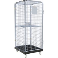 rolltainer® Antidiebstahl Rollbehälter Basic, 5-seitig, Rollplatte aus Recycling-Kunststoff, schwarz, HxBxT 1.810 x 724 x 815 mm, fester Zwischenboden von rolltainer®