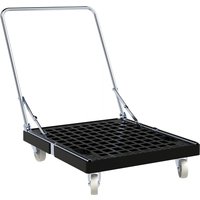 rolltainer® Rollbehälter-Rollplatte BASIC, Kunststoff, schwarz, BxT 724 x 815 mm, Raddurchmesser 108 mm, mit Schiebebügel von rolltainer®