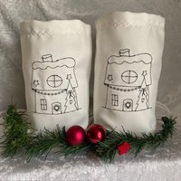 Licht Beutel - Weihnachtshaus Windlicht Deko Geschenk Advent Weihnachten Stoff Bestickt Licht Beutel - Weihnachtshaus Windlicht Deko Geschenk Advent Weihnachten Stoff Bestickt von romaga36