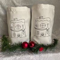 Licht Beutel - Weihnachtshaus Windlicht Deko Geschenk Advent Weihnachten Stoff Bestickt von romaga36